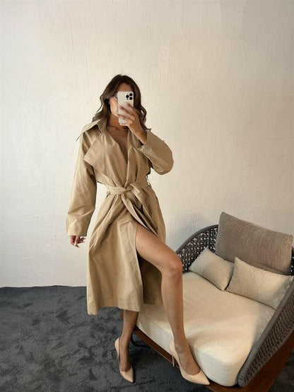 Get Sophisticated and Exclusive Look with Beige Color Aria Women Trenchcoat in UK