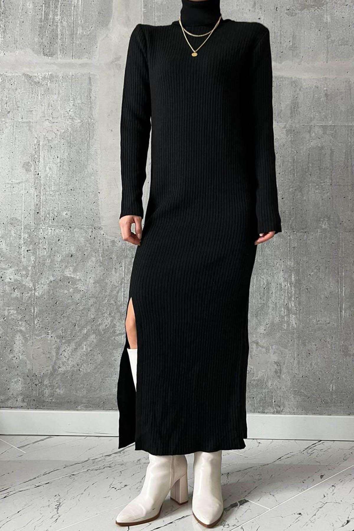 Eden Full Turtleneck Slit Relaxed Fit Women Stunning Both Comfortable and Flattering Dress