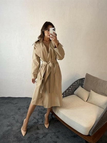 Get Sophisticated and Exclusive Look with Beige Color Aria Women Trenchcoat in UK