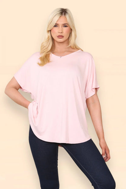 Women's Vera Cap Sleeve T-Shirt, UK One Size, Pink, Luxe Fabric, 73cm Length