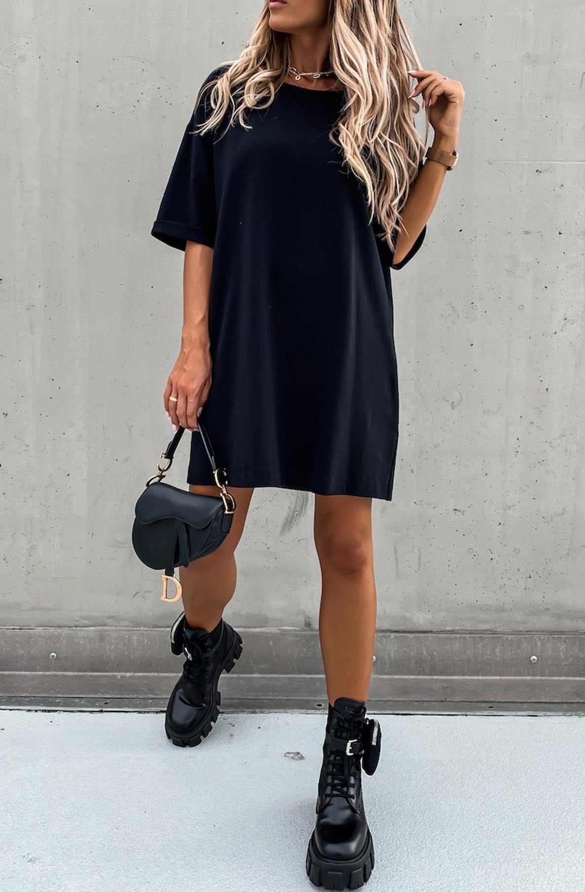 Elena Oversized Black T-Shirt Dress