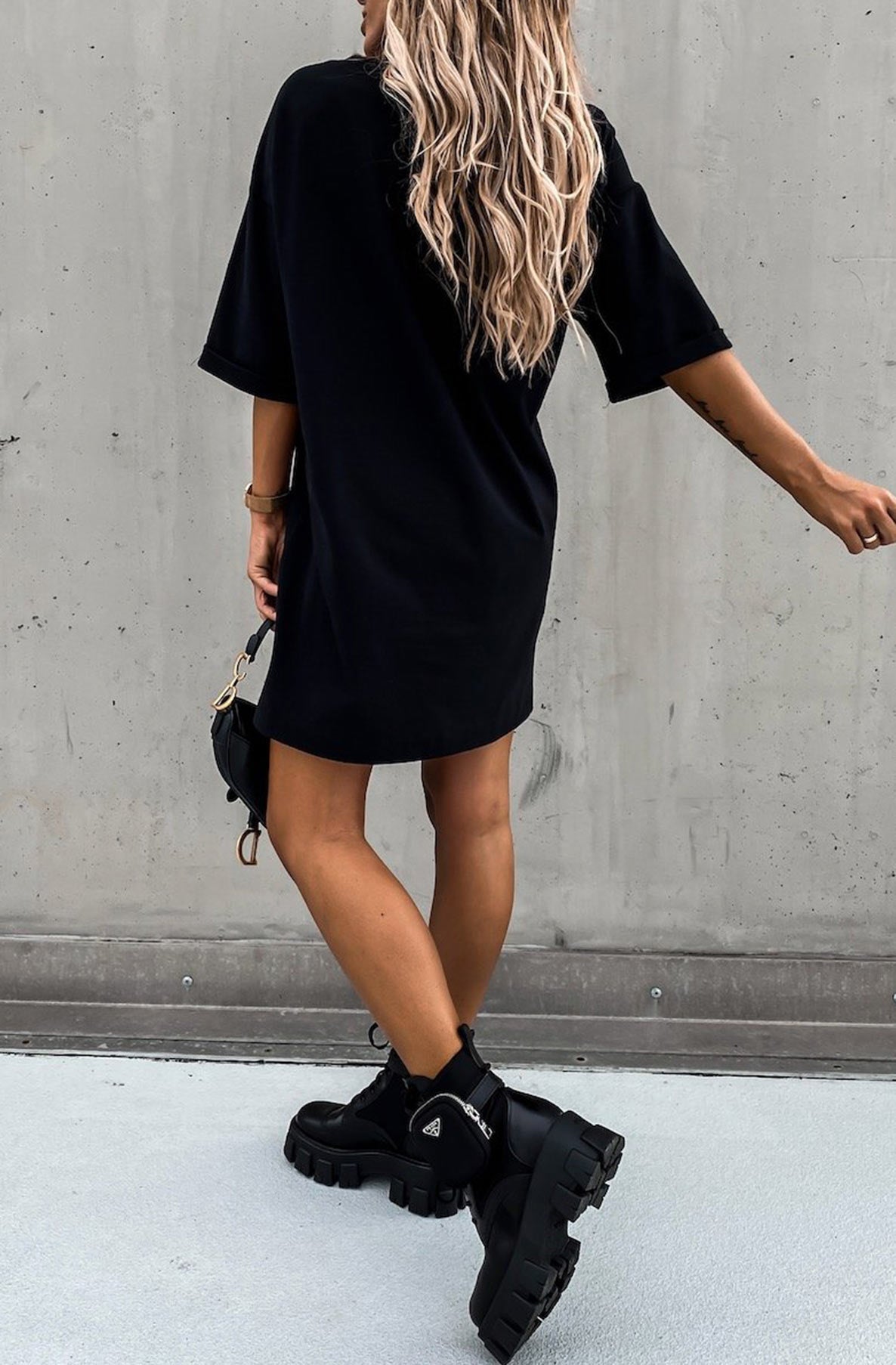 Elena Oversized Black T-Shirt Dress