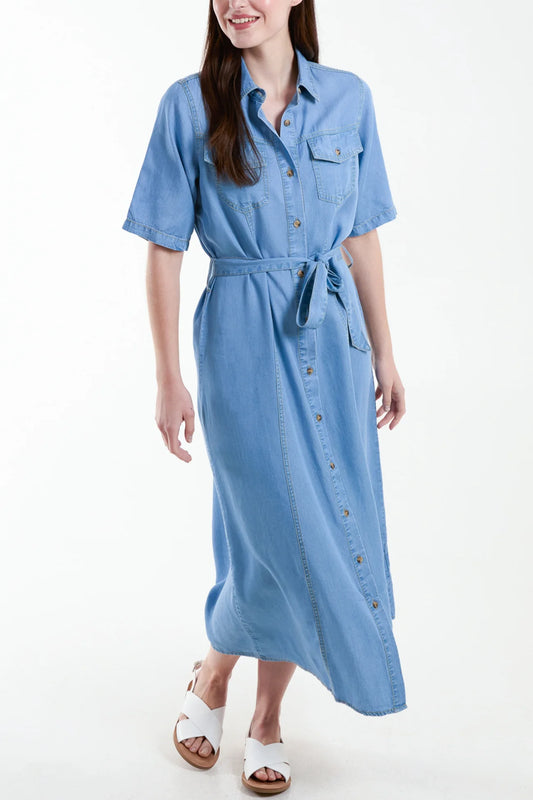 Sadie button front midi shirt dress