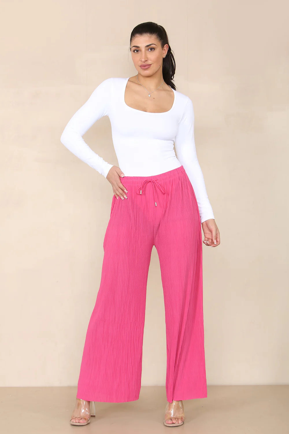 Hallie Plain Pleated Women's Trousers UK: Fuchsia, Stylish Comfort, Crowd Standout