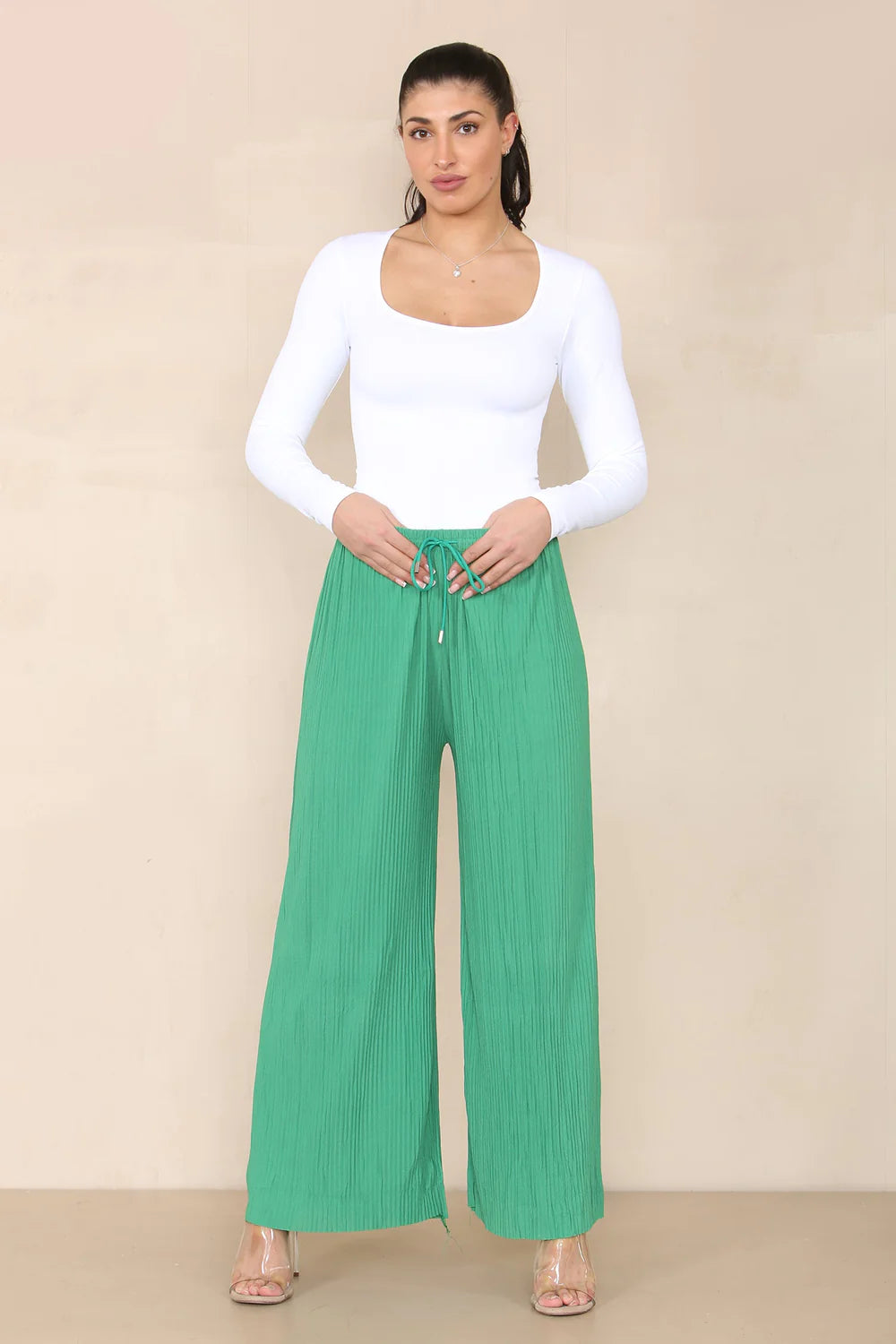 Hallie Plain Pleated Women's Trousers UK: Seagreen, Stylish Comfort, Crowd Standout