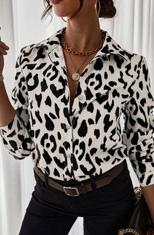Bluebell Leopard Collared Neck Women's Shirt UK: Fierce style, lightweight comfort.