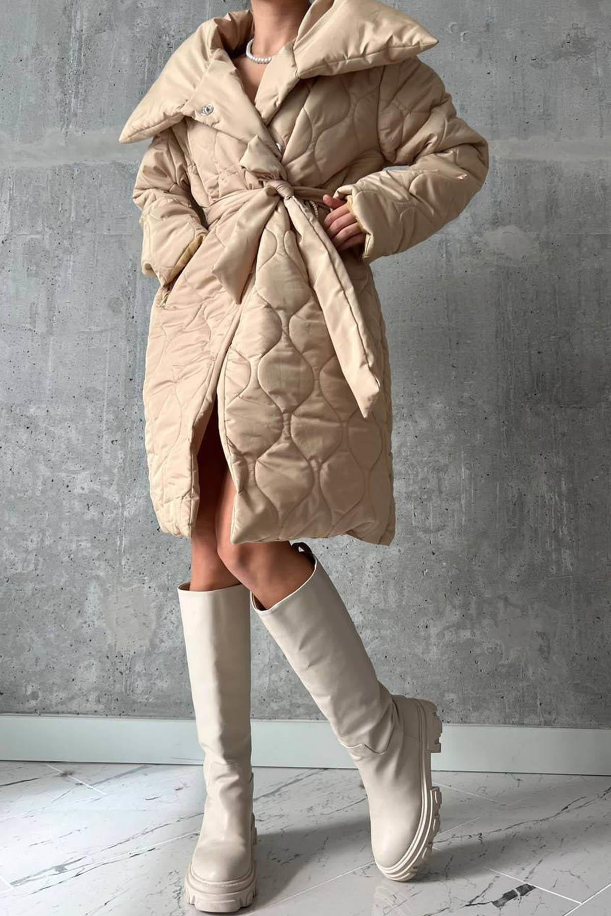 Amelia Polo Collar Quilted Coat - Pinkpie