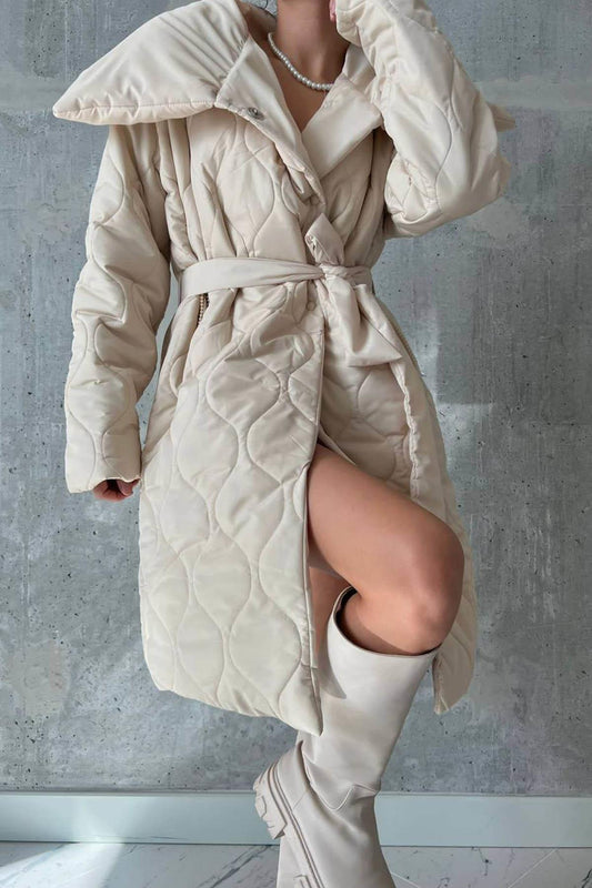 Amelie Polo Collar Quilted Coat - Pinkpie