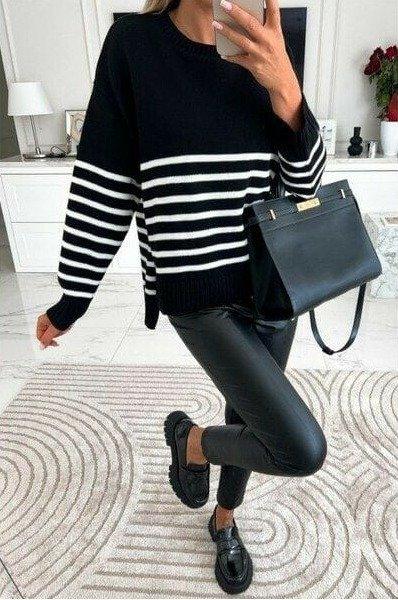 Bella Crew Neck Striped Knitwear Jumper - Pinkpie