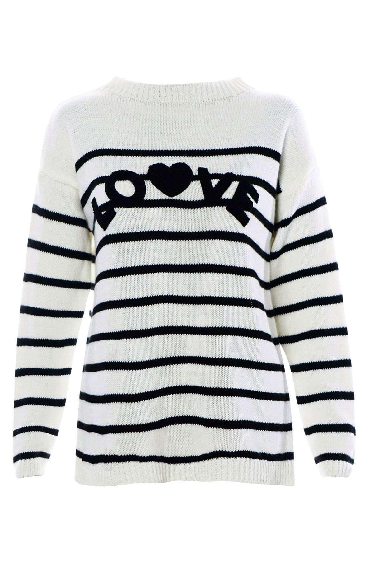 Bella Striped "love" knitted jumper - Pinkpie