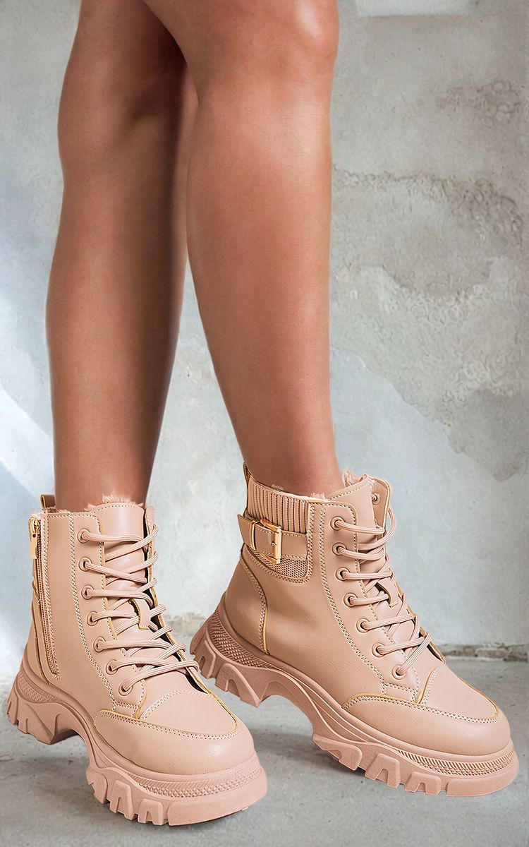 Clarissa Chunky Lace Up Platform Ankle Boots - Pinkpie