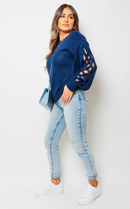 Dante Cable Knit Jumper with Cut Out Detail - Pinkpie