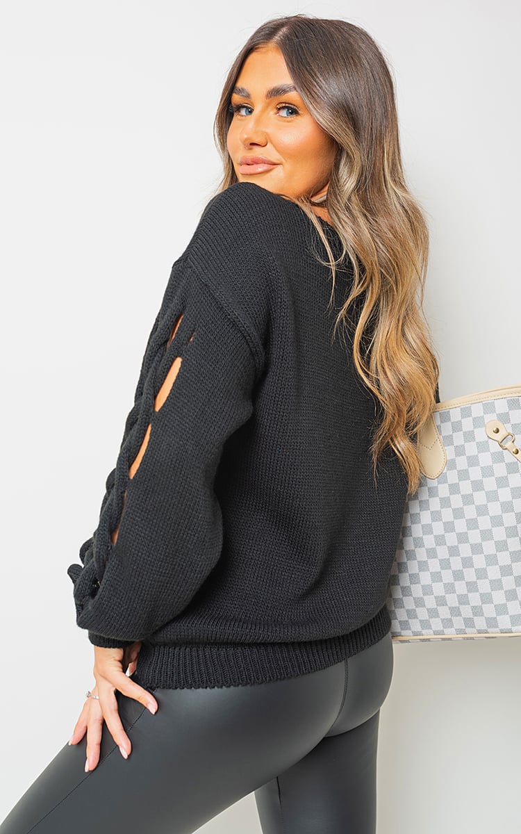 Dante Cable Knit Jumper with Cut Out Detail - Pinkpie