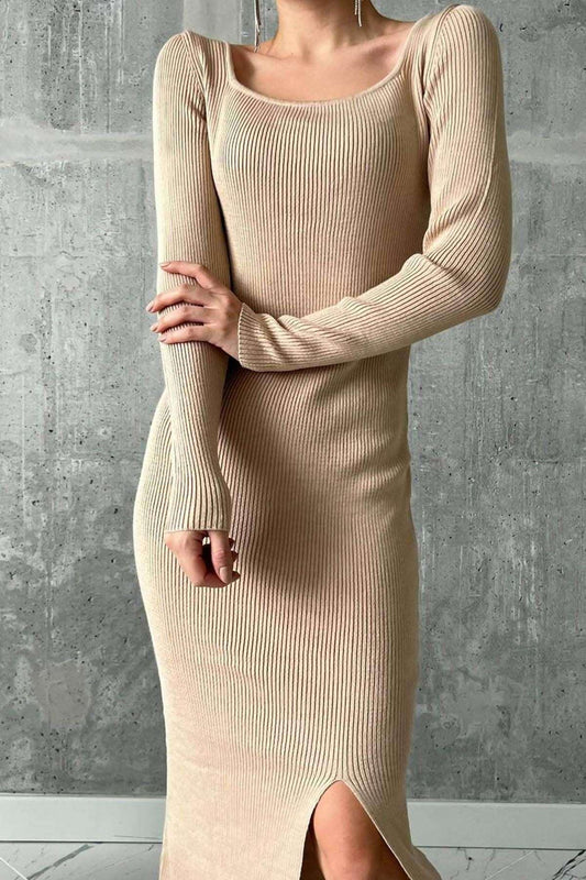 Darcie Ribbed Slit Dress - Pinkpie