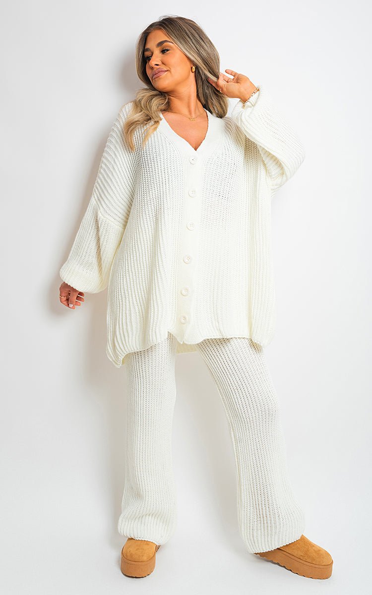 Emma Chunky Knitted Cardigan Trousers Co - ord Set - Pinkpie