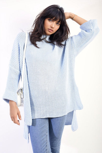 Honor High Neck Oversized Long Sleeve Knitted Jumper - Pinkpie