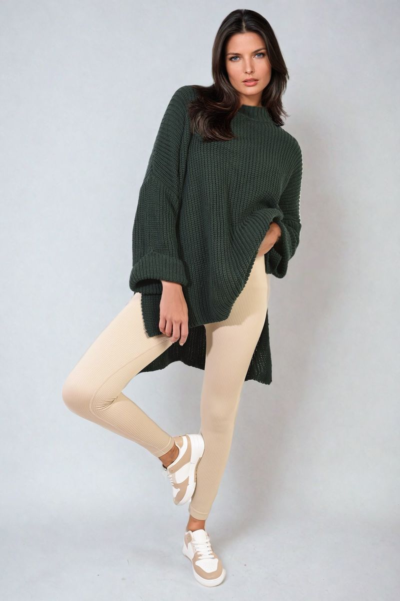 Honor High Neck Oversized Long Sleeve Knitted Jumper - Pinkpie