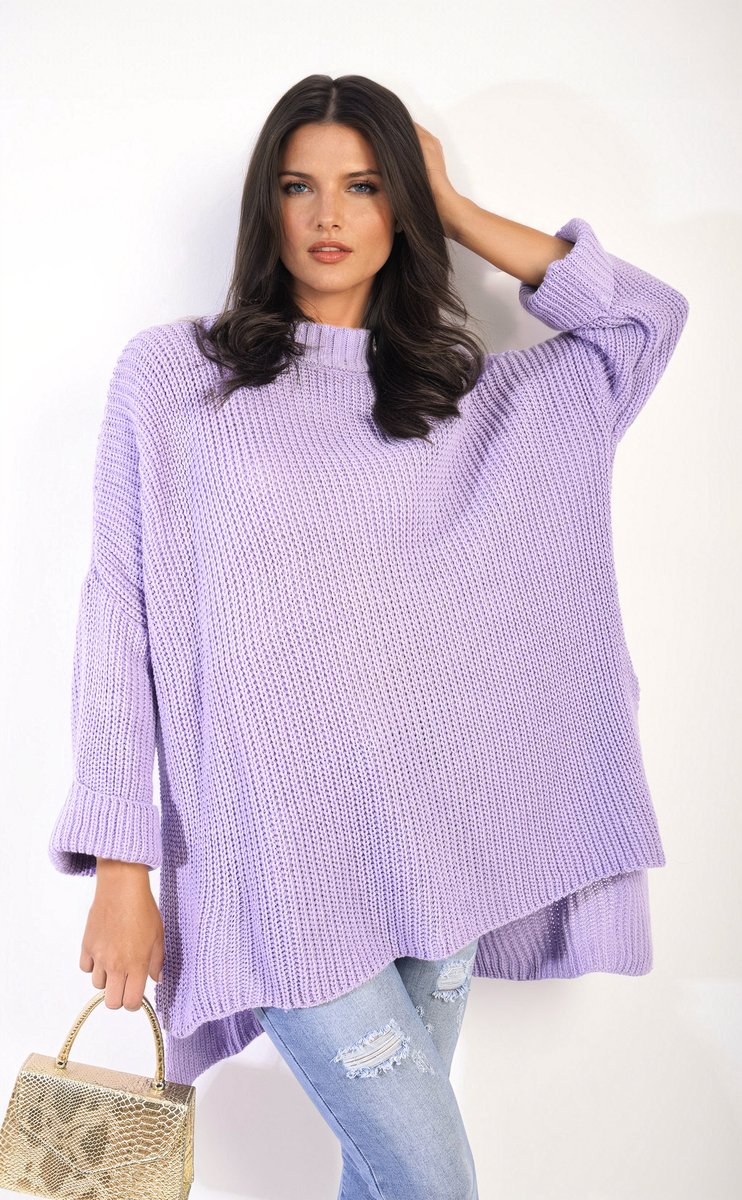 Honor High Neck Oversized Long Sleeve Knitted Jumper - Pinkpie