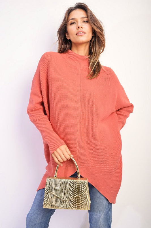 Janiyah Turtle Neck Longline Knitted Jumper - Pinkpie