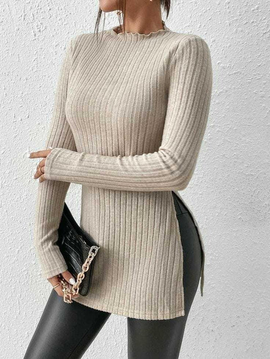 Lottie Long Sleeve Slit Detailed Knitwear Jumper - Pinkpie