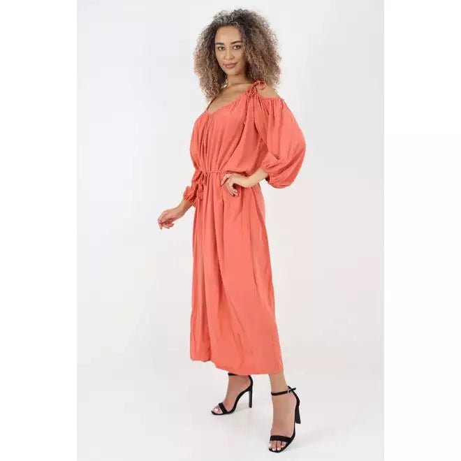 Luna Belted Maxi Cotton Dress - Pinkpie