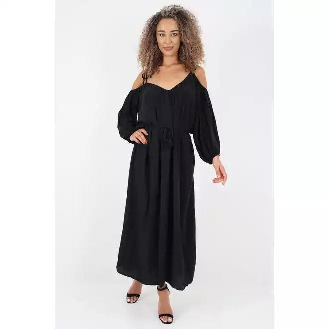 Luna Belted Maxi Cotton Dress - Pinkpie