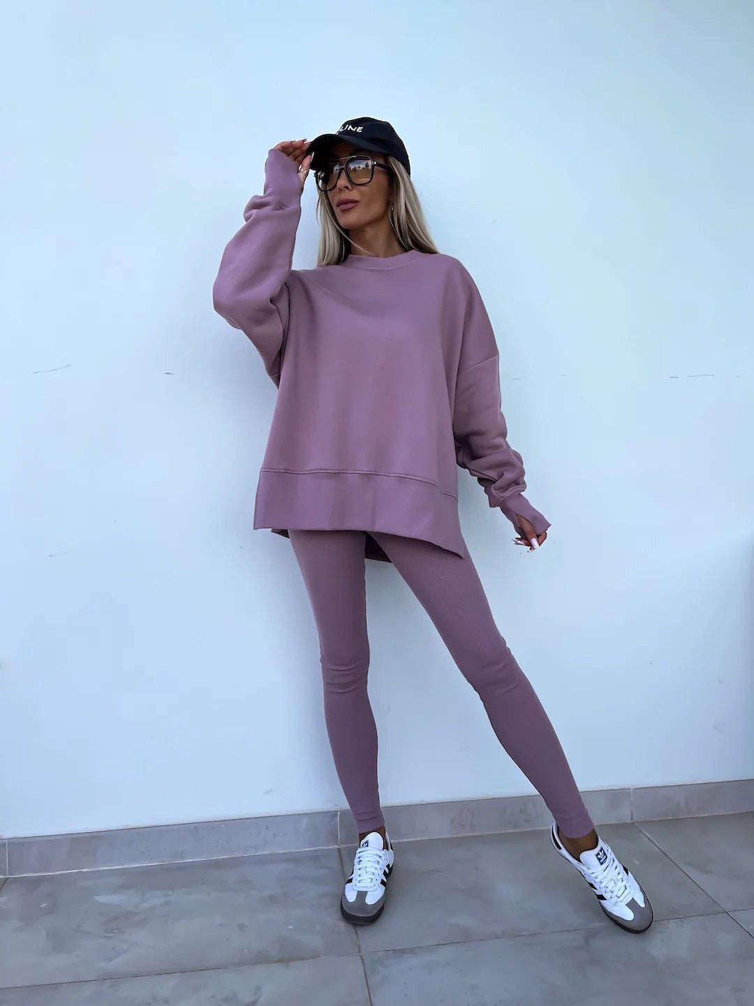 Malika Long Sleeve Crew Neck Loungewear set - Pinkpie