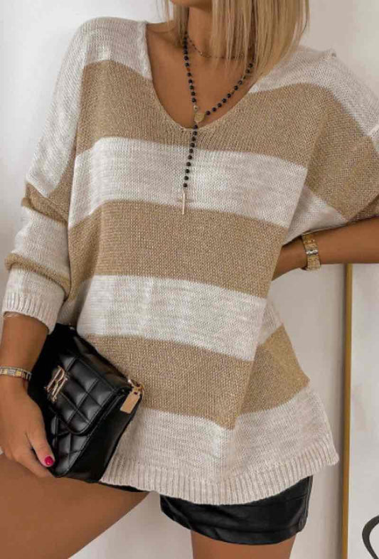 Nellie Shimmer Jumper with colour block stripes (Lurex) - Pinkpie