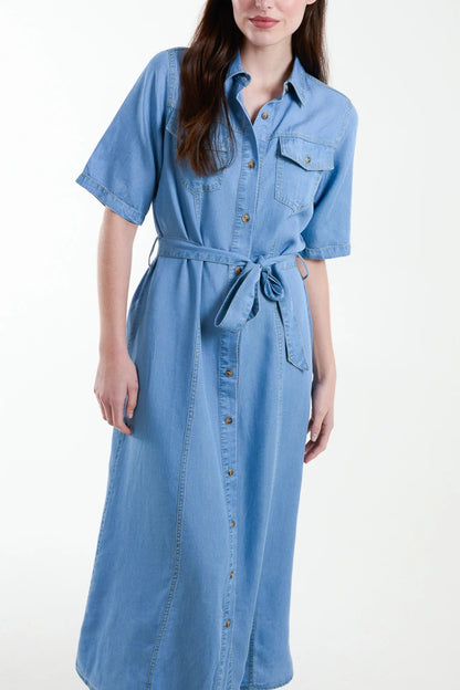 Sadie button front midi shirt dress - Pinkpie