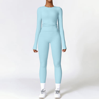 Trinny Long Sleeve Gym Top & High Waist Leggings - Pinkpie